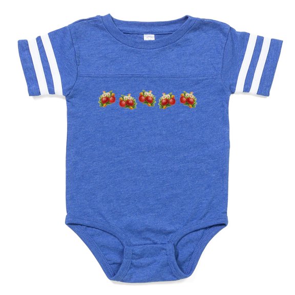 CafePress - Row Of Retro Strawberries - Cute Infant Baby Football Bodysuit