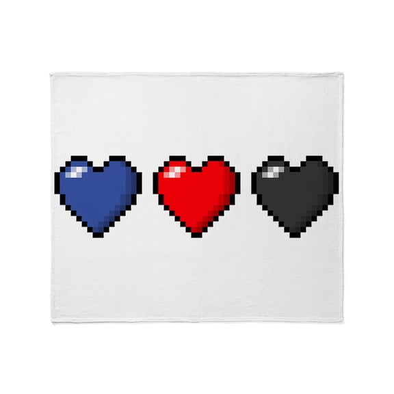 CafePress - Row Of Three Polyamory Pride Flag Pixel Hearts - Soft Fleece Throw Blanket, 50"x60" for All Ages
