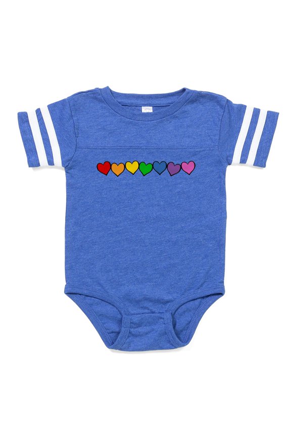- Row Rw Heart - Cute Infant Baby Football Bodysuit