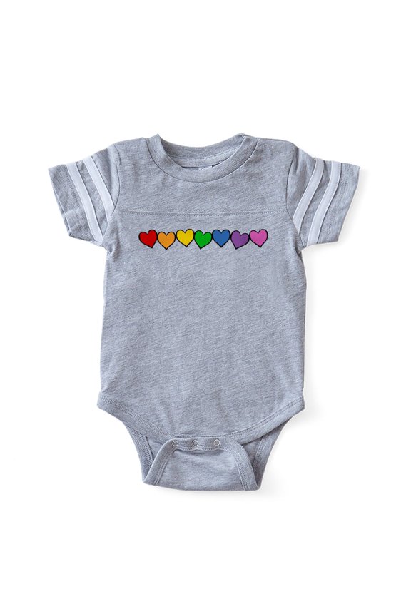 - Row Rw Heart - Cute Infant Baby Football Bodysuit