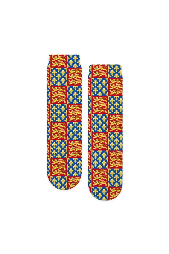 - Royal Arms Of England And France - Unisex Novelty Printed Crew Adult Socks