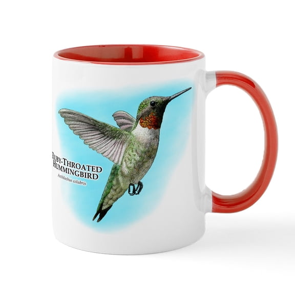 CafePress - Ruby Throated Hummingbird Mug - 11 oz Ceramic Mug - Novelty Coffee Tea Cup