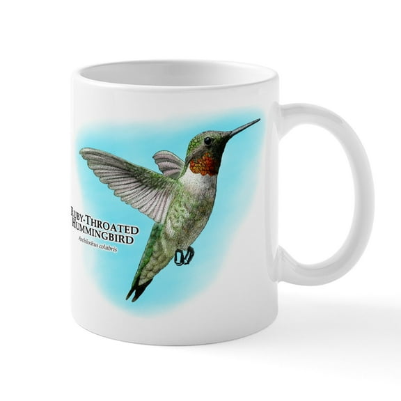 CafePress - Ruby Throated Hummingbird Mug - 11 oz Ceramic Mug - Novelty Coffee Tea Cup