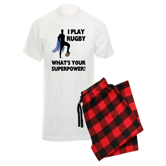 CafePress - Rugby Superhero - Men's Light Pajamas