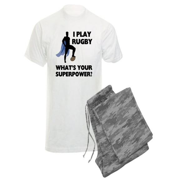 CafePress - Rugby Superhero - Men's Light Pajamas