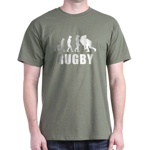 CafePress - Rugby Tackle Evolution T Shirt - Men's Classic Graphic Cotton T-Shirt