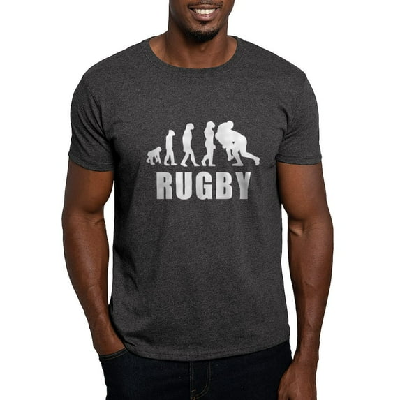 CafePress - Rugby Tackle Evolution T Shirt - Men's Classic Graphic Cotton T-Shirt