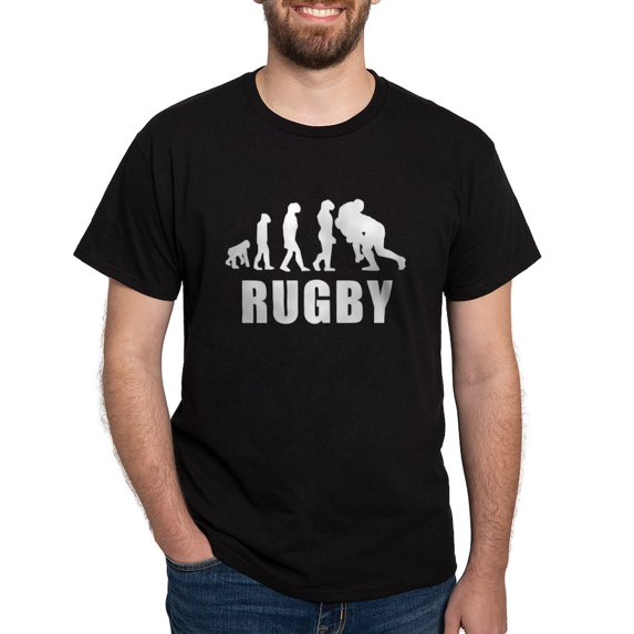 CafePress - Rugby Tackle Evolution T Shirt - Men's Classic Graphic Cotton T-Shirt