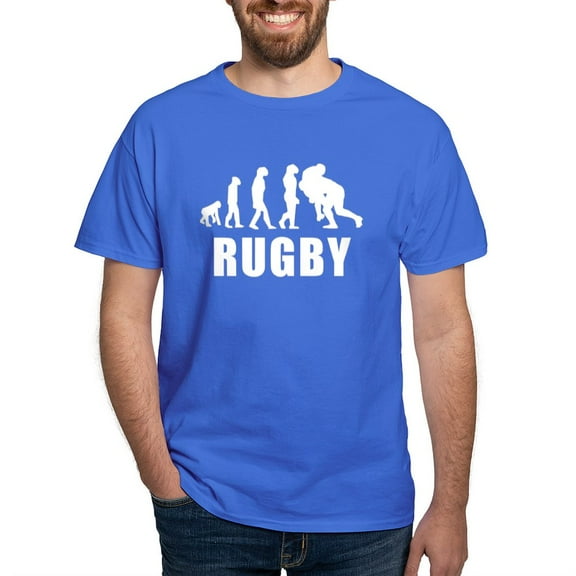CafePress - Rugby Tackle Evolution T Shirt - Men's Classic Graphic Cotton T-Shirt