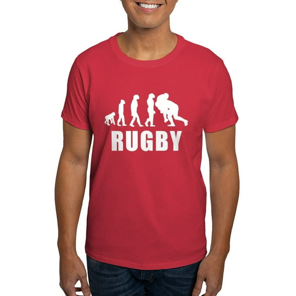 CafePress - Rugby Tackle Evolution T Shirt - Men's Classic Graphic Cotton T-Shirt