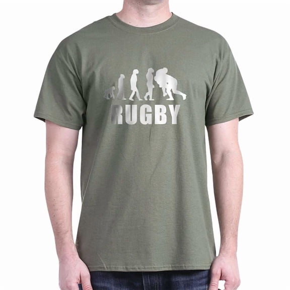 CafePress - Rugby Tackle Evolution T Shirt - Men's Classic Cotton T-Shirts