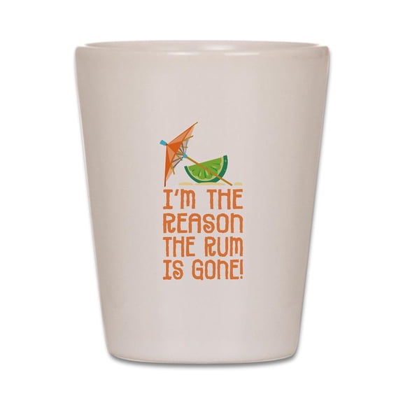 CafePress - Rum Gone - White Shot Glass, Unique and Funny Shot Glass
