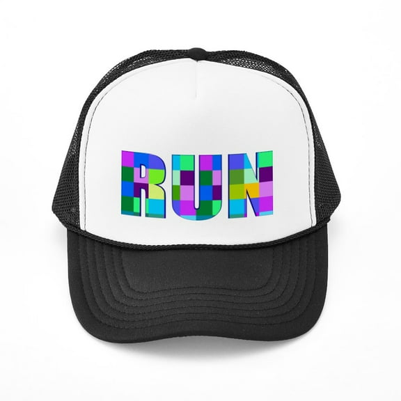 CafePress - Run Squares - Adjustable Unisex Printed Trucker Hat with Mesh Back