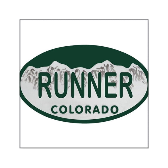 CafePress - Runner Colo License Plate Square Sticker 3 X 3 - Square Sticker 3" x 3"