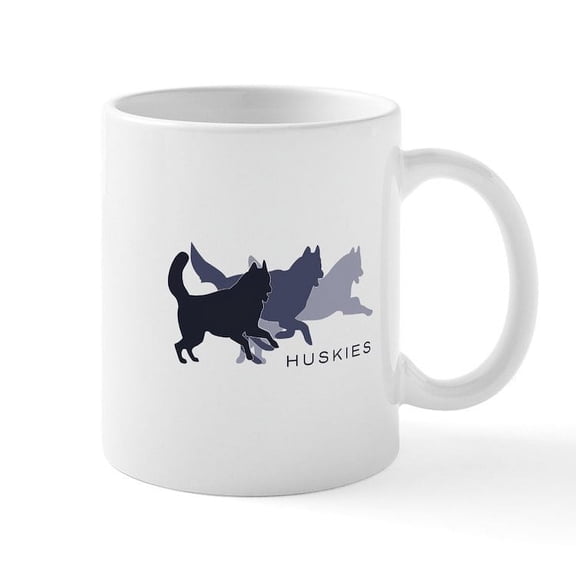 CafePress - Running Huskies Mug - 11 oz Ceramic Mug - Novelty Coffee Tea Cup