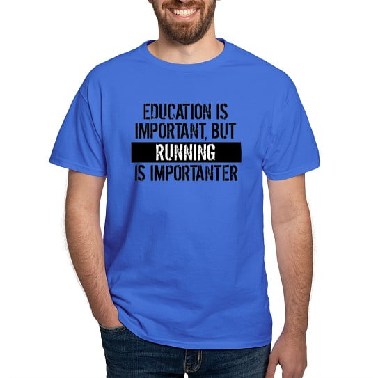 CafePress - Running Is Importanter T Shirt - Men's Classic Cotton T-Shirts