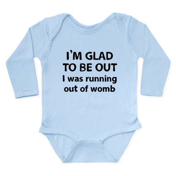 CafePress - Running Out Of Womb Body Suit - Long Sleeve Cotton Baby Bodysuit