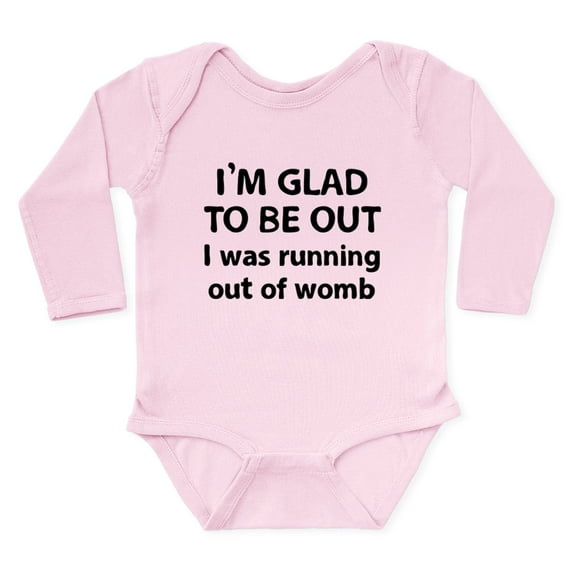 CafePress - Running Out Of Womb Body Suit - Long Sleeve Cotton Baby Bodysuit