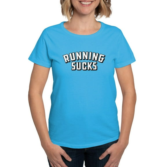 CafePress - Running Sucks Women's Classic T Shirt - Women's Traditional Fit Dark T-Shirt