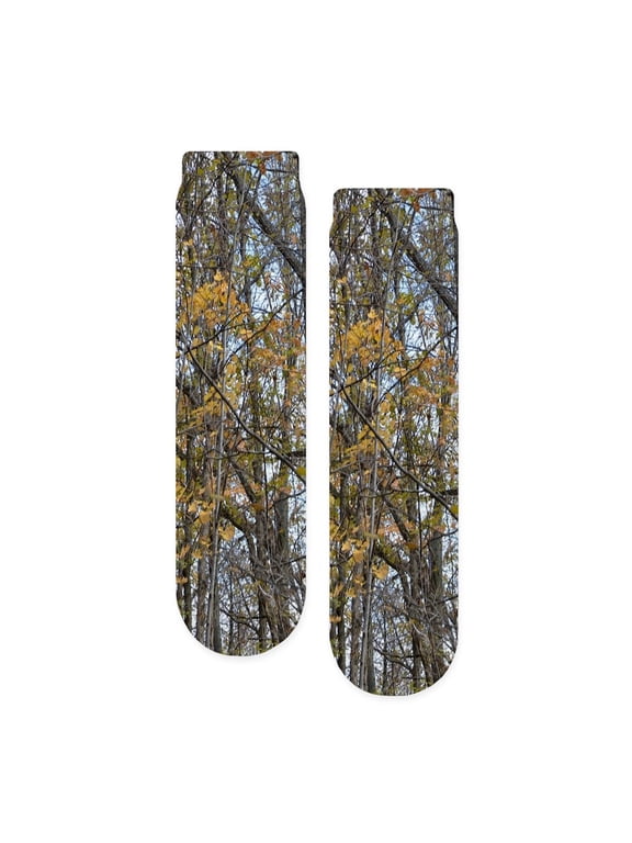- Rustic Autmn Forest Trees Camo Camouflage - Unisex Novelty Printed Crew Adult Socks