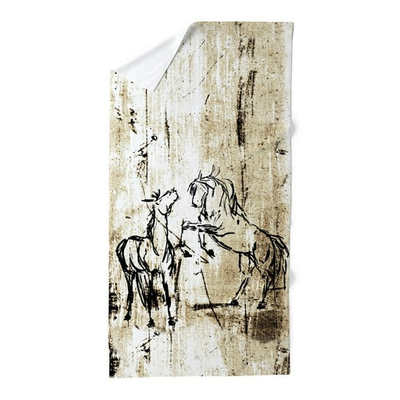 CafePress - Rustic Equine Art Rearing Horses - Large Beach Towel, Soft 30"x60" Towel with Unique Design