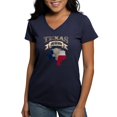 thumbnail image 1 of CafePress - Rustic Southwestern Bull Skull Born Texas - Women's V-Neck Dark T-Shirt, 1 of 4
