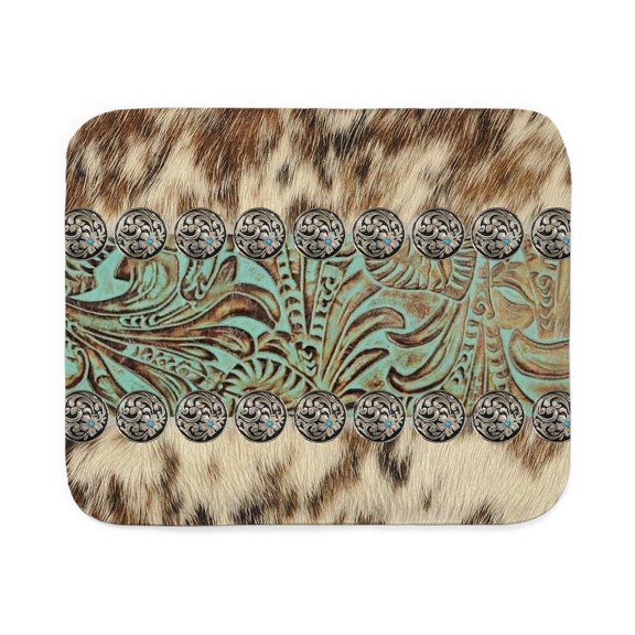 CafePress - Rustic Teal Western Leather Sherpa Fleece Throw Bl - Sherpa Fleece Throw Blanket 60" x 50"