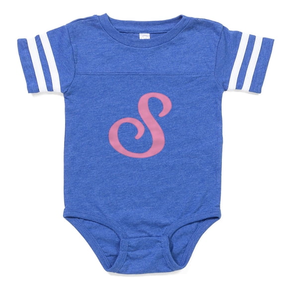 CafePress - S Pink Initial_Tr - Cute Infant Baby Football Bodysuit