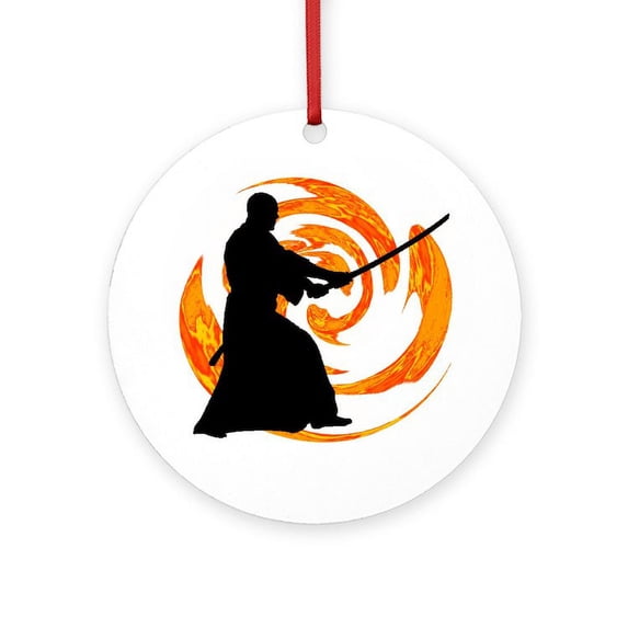CafePress - SAMURAI - Round Wood Ornament 4"