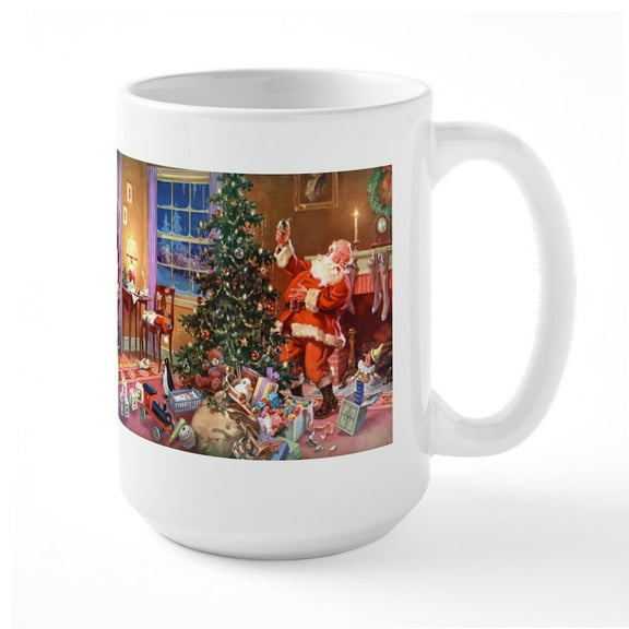 CafePress - SANTA CLAUS ON CHRISTMAS EVE Large Mug - 15 oz Ceramic Large White Novelty Mug
