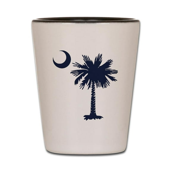 CafePress - SC Flag - White/Black Shot Glass, Unique and Funny Shot Glass
