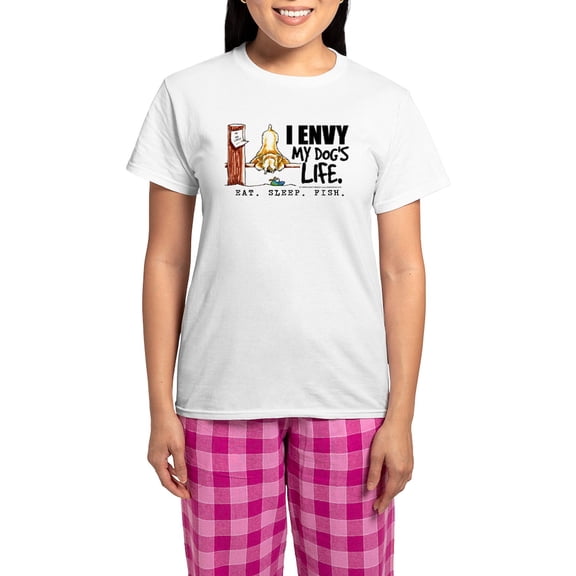 CafePress - SCWT Wheaten Terrier Fish Women's Light Pajamas - Women's Short Sleeve Print T-Shirt and Pants Light Cotton Pajama Set
