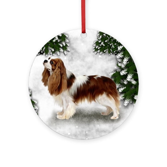 CafePress - SF CKCS - Round Wood Ornament 4"