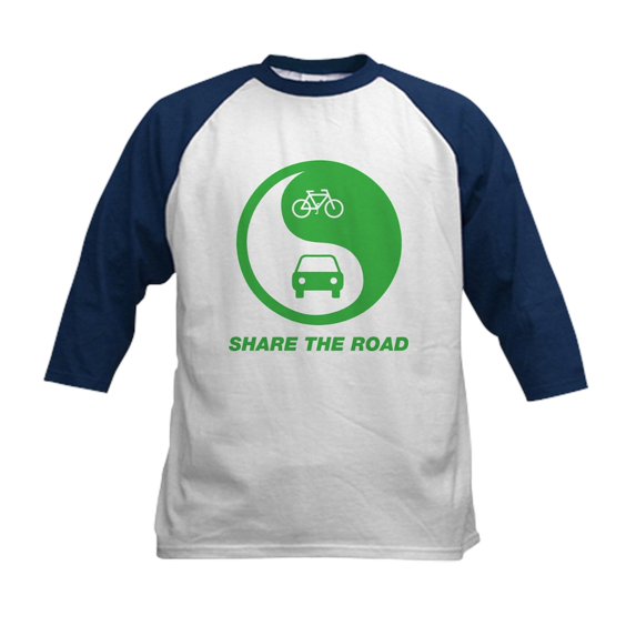CafePress - SHARE THE ROAD Kids Baseball Jersey - Kids Cotton Baseball Jersey, 3/4 Sleeve Shirt