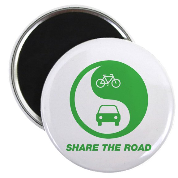CafePress - SHARE THE ROAD Magnet - 2.25" Round Magnet, Refrigerator Magnet, Button Magnet Style