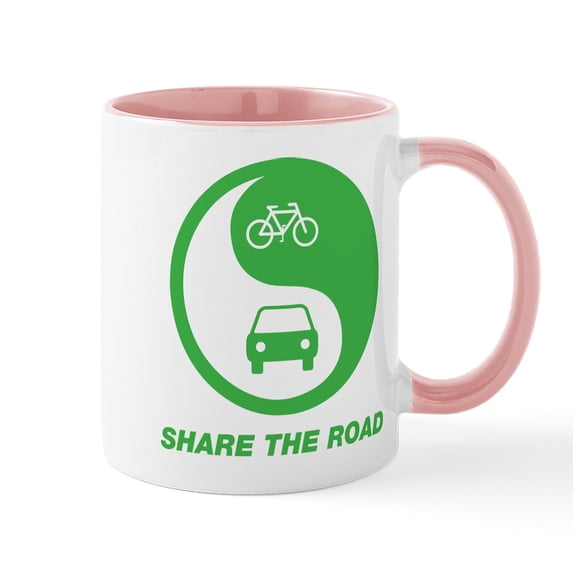 CafePress - SHARE THE ROAD Mug - 11 oz Ceramic Mug - Novelty Coffee Tea Cup