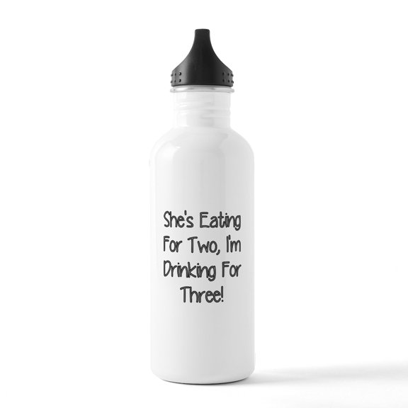 CafePress - SHES EATING FOR TWO IM DRINKING FOR THREE Water Bo - Stainless Steel Water Bottle, Sports Bottle, 1.0L
