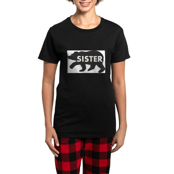CafePress - SISTER BEAR Pajamas - Women's Short Sleeve Print T-Shirt and Pants Dark Cotton Pajama Set