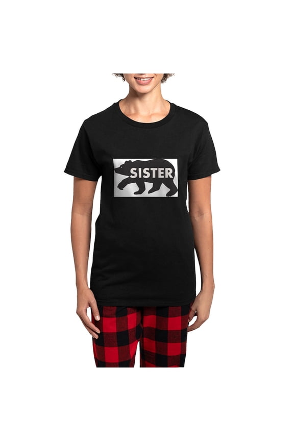 - SISTER BEAR Pajamas - Women's Short Sleeve Print T-Shirt and Pants Dark Cotton Pajama Set