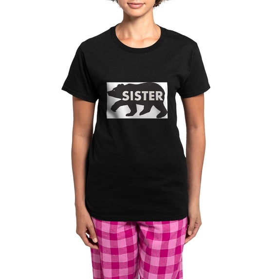 CafePress - SISTER BEAR Pajamas - Women's Short Sleeve Print T-Shirt and Pants Dark Cotton Pajama Set