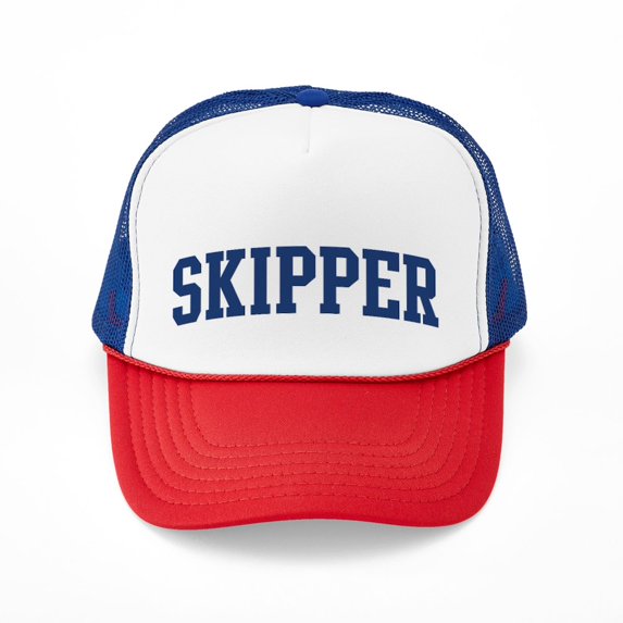 CafePress - SKIPPER Design (Blue) - Adjustable Unisex Printed Trucker Hat with Mesh Back