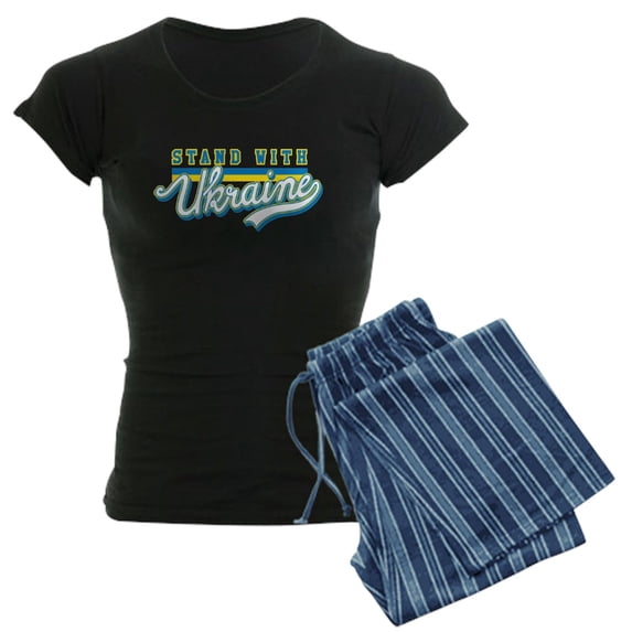 CafePress - STAND WITH UKRAINE Pajamas - Women's Short Sleeve Print T-Shirt and Pants Dark Cotton Pajama Set