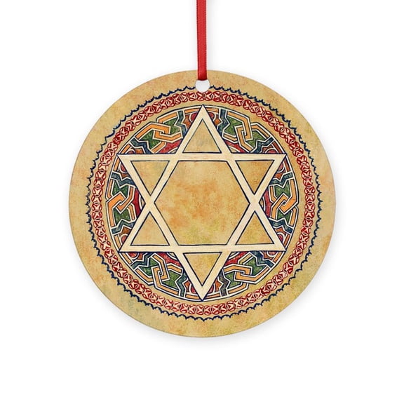 CafePress - STAR OF DAVID JEWISH STAR -  Round Wood Ornament 4"