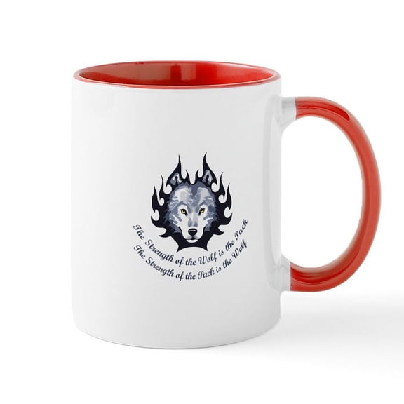CafePress - STRENGTH OF THE WOLF Mugs - 11 oz Ceramic Mug - Novelty Coffee Tea Cup