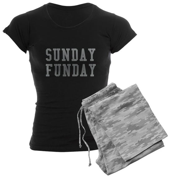 CafePress - SUNDAY FUNDAY Women's Dark Pajamas - Women's Short Sleeve Print T-Shirt and Pants Dark Cotton Pajama Set