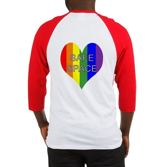 CafePress - Safe Space In Heart Baseball Jersey - Cotton Baseball Jersey, 3/4 Raglan Sleeve Shirt