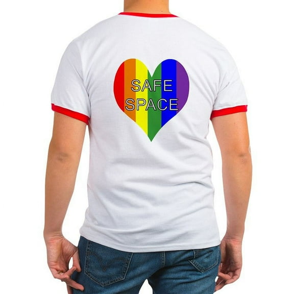 CafePress - Safe Space In Heart Ringer T - 100% Cotton Ringed T-Shirt