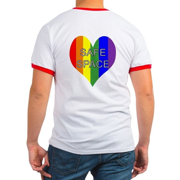 CafePress - Safe Space In Heart Ringer T - 100% Cotton Ringed T-Shirt