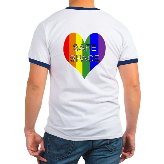 CafePress - Safe Space In Heart Ringer T - 100% Cotton Ringed T-Shirt