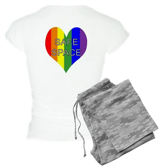 CafePress - Safe Space In Heart Women's Light Pajamas - Women's Short Sleeve Print T-Shirt and Pants Light Cotton Pajama Set